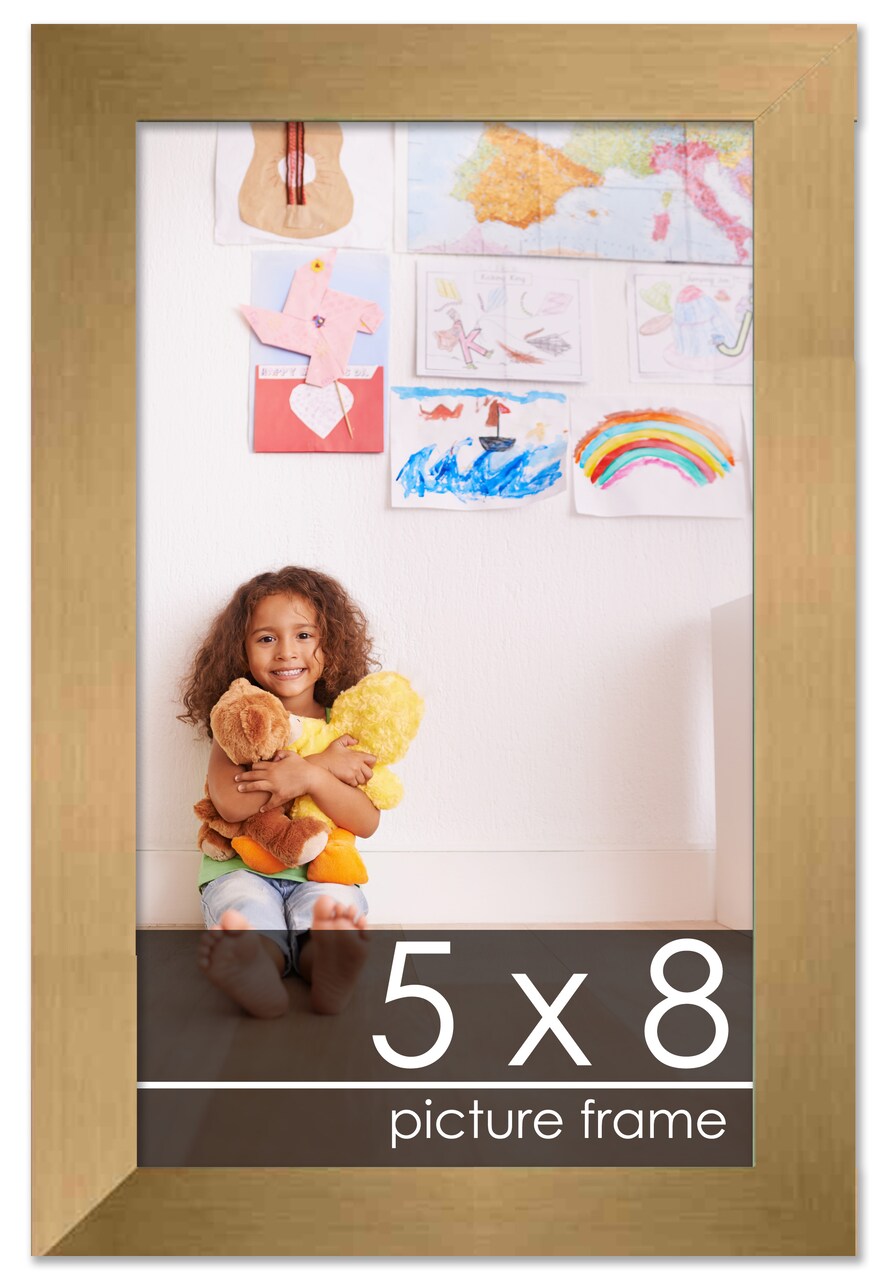 5x8 Solid Wood Picture Frame with UV-Resistant Acrylic & Acid-Free Backing, Available in 6 Finishes: Matte Black, Matte White, Metallic Bronze, Silver, Natural Wood Grain & Mahogany